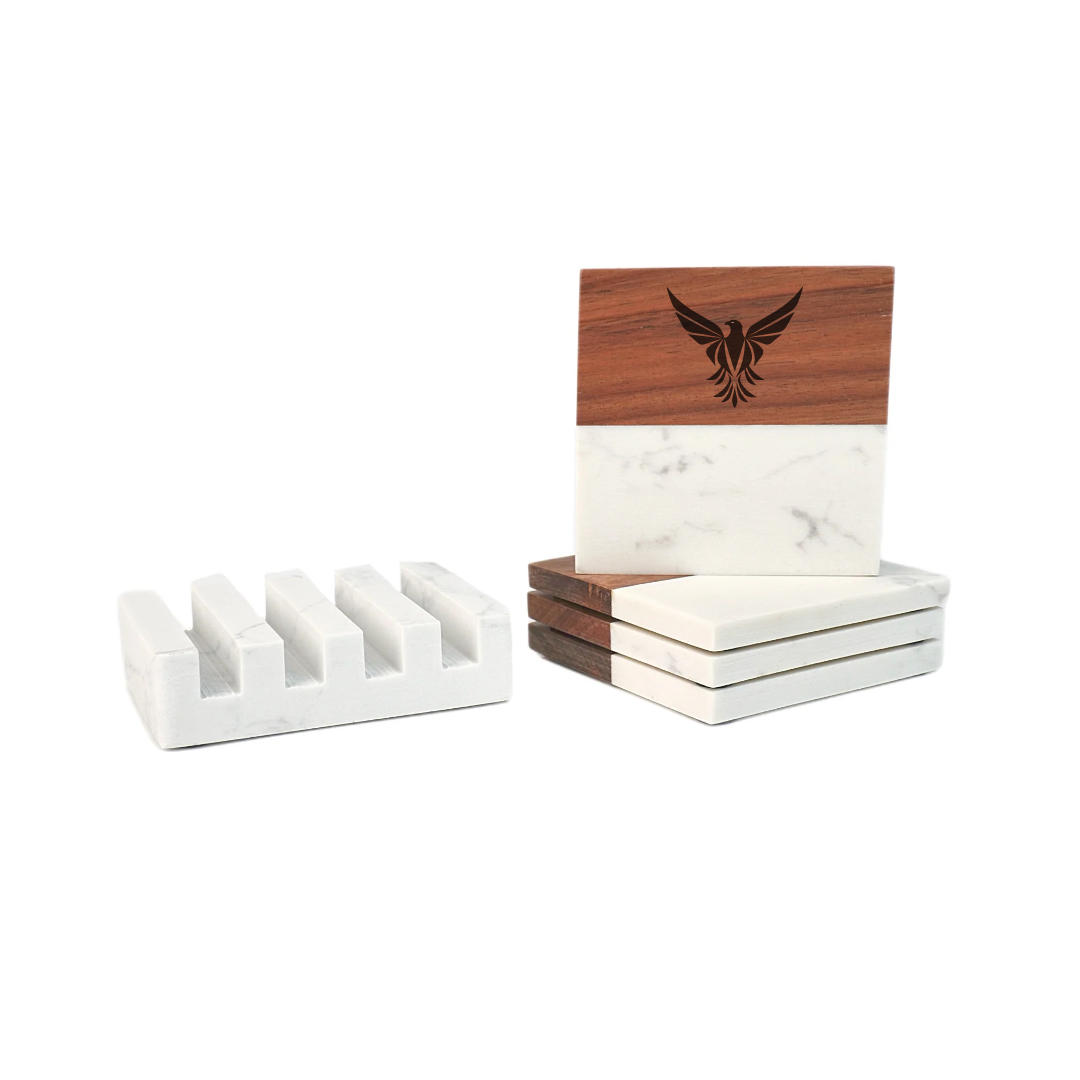 Personalized Marble & Wood Coasters
