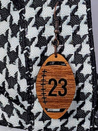 Personalized Engraved Walnut Wood Dangle, Nickel Free Football Shaped Earrings