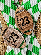 Personalized Engraved Walnut Wood Dangle, Nickel Free Football Shaped Earrings