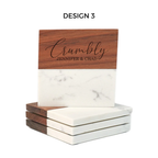 Personalized Marble & Wood Coasters