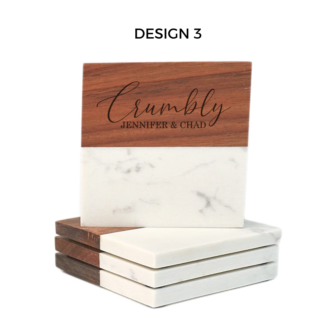 Personalized Marble & Wood Coasters