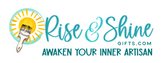Logo for 'Rise & Shine Gifts.com' with a paintbrush and sun design on a white background. Mobile and Pop Up Paint Parties in Dothan, Alabama