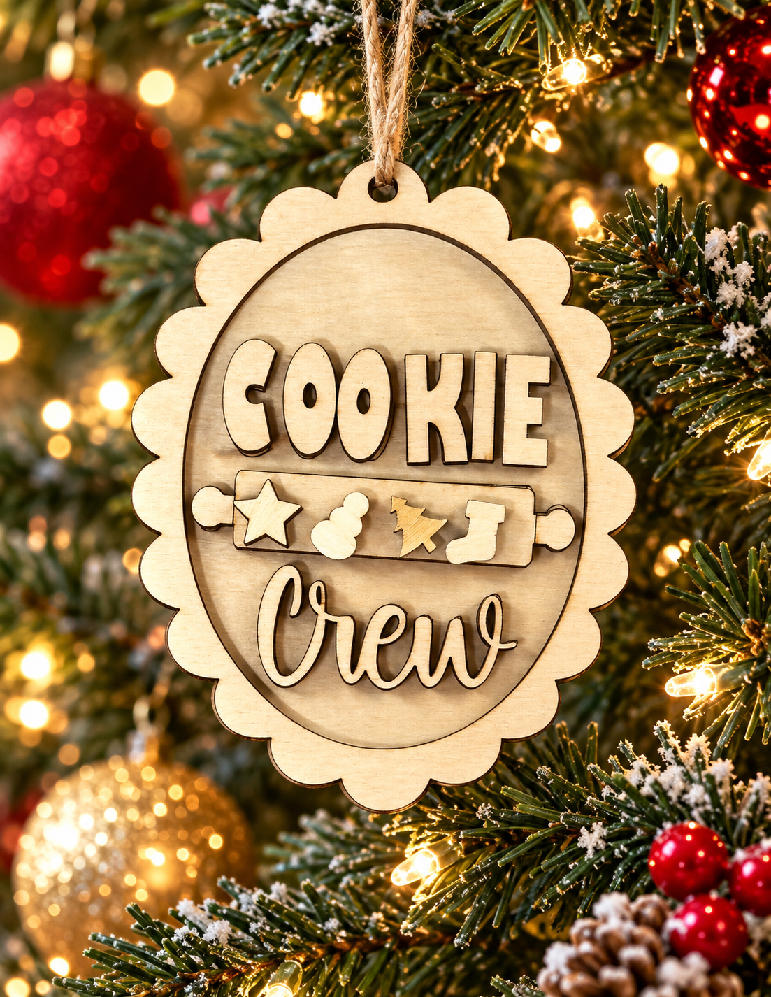Cookie Crew Scalloped Wood Christmas Ornament OR-015
