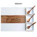 Design 1 laser engraved wood and marble board.   Personalized Charcuterie Board! Crafted from stunning acacia wood and marble, this 11-piece set is the perfect gift for couples or for housewarming parties. 