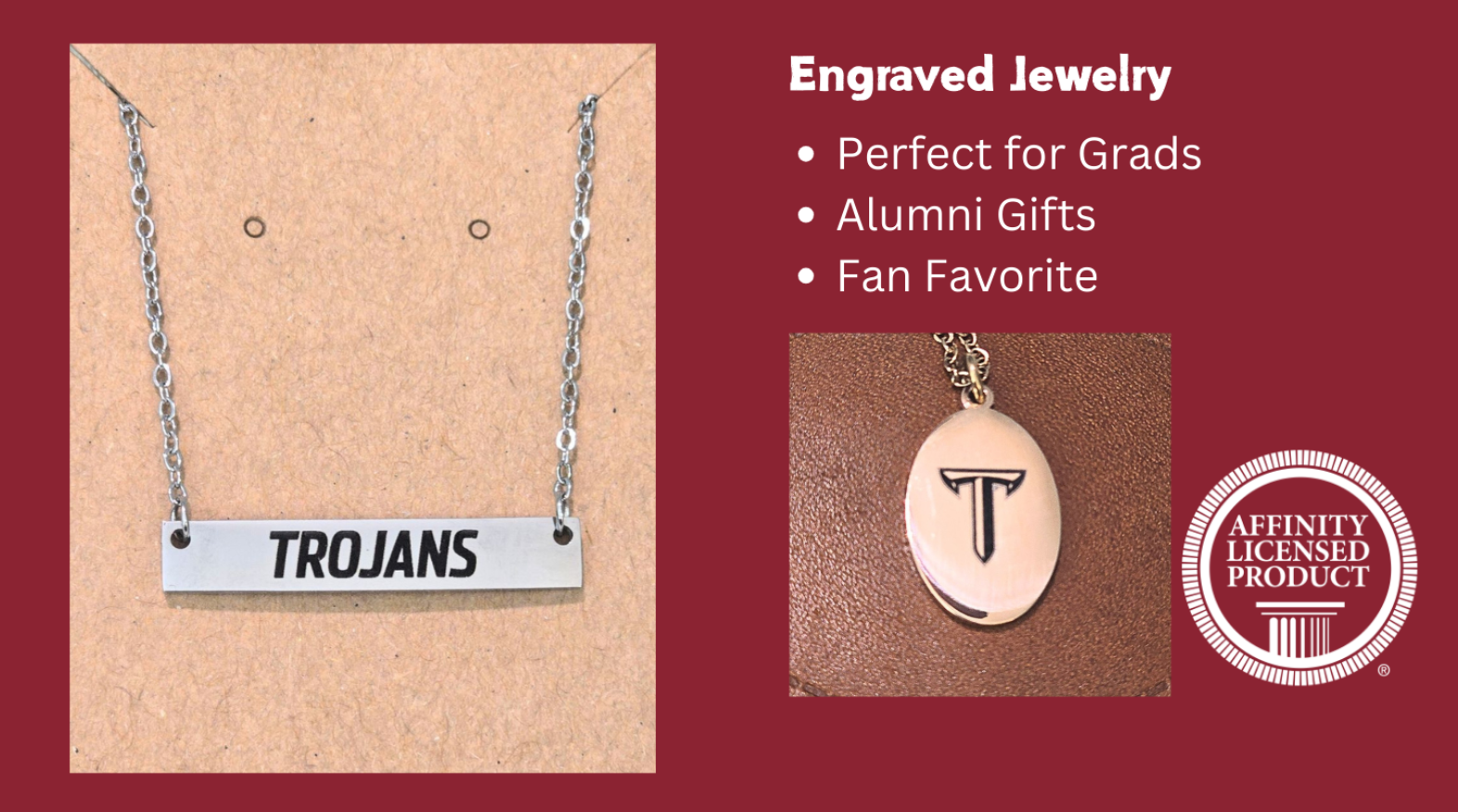 Licensed Troy University Engraved Jewelry