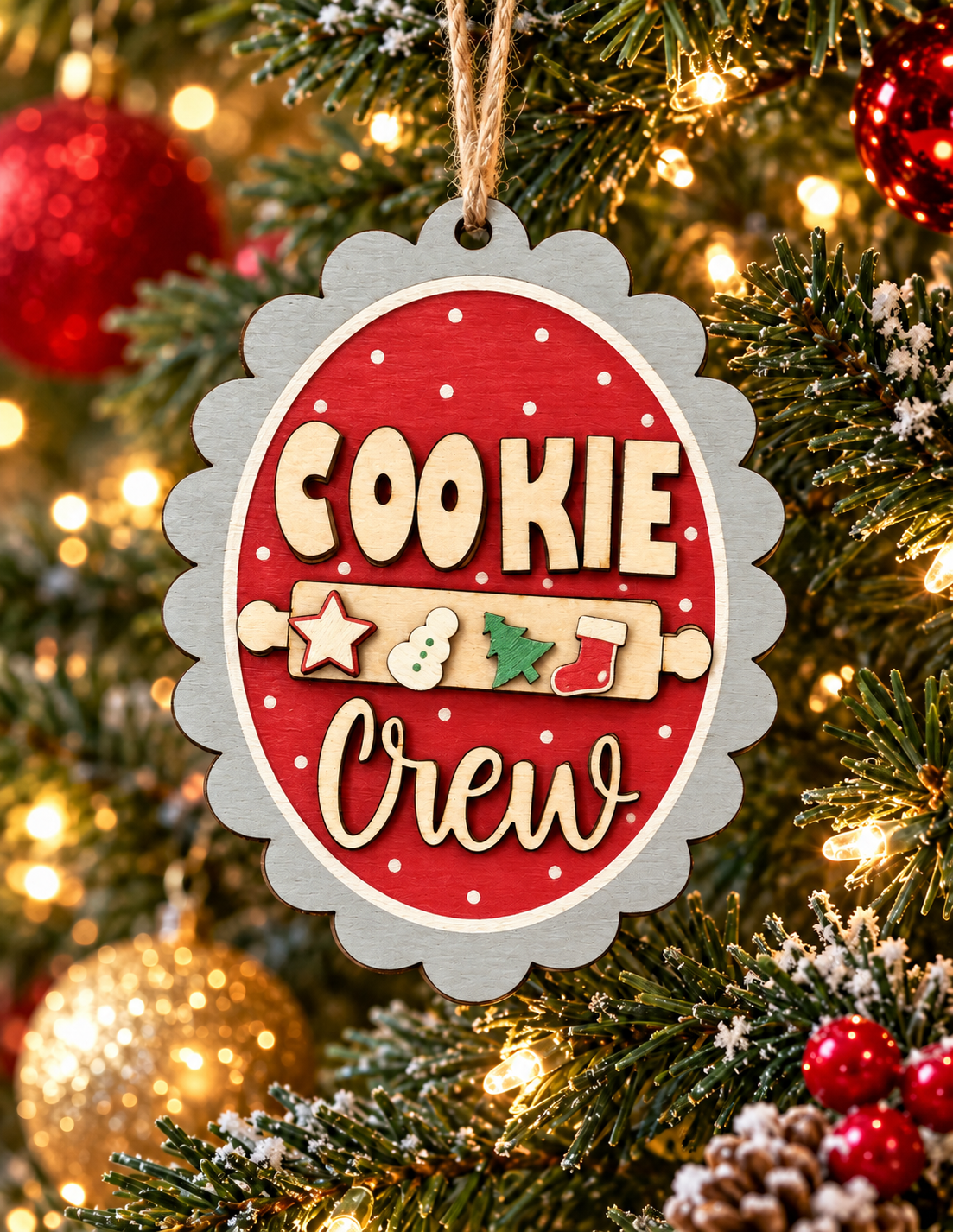 Cookie Crew Scalloped Wood Christmas Ornament OR-015