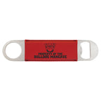 1 1/2" x 7" Red/Engraves Black Laserable Leatherette Bottle Opener 