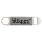 1 1/2" x 7" Gray/Engraves Black Laserable Leatherette Bottle Opener 