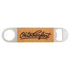 1 1/2" x 7" Cork/Engraves Black Laserable Leatherette Bottle Opener 