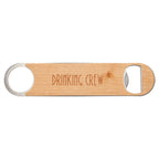 1 1/2" x 7" Wood/Engravesl Light Brown k Laserable Leatherette Bottle Opener 