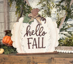 Hello Fall Scalloped Pumpkin Shelf Sitter SHINE-SS-001