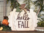 Hello Fall Scalloped Pumpkin Shelf Sitter SHINE-SS-001