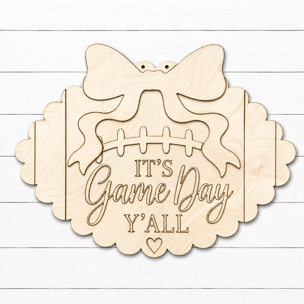 It's Game Day Y'all Football Bow Door Hanger SHINE-DH-010