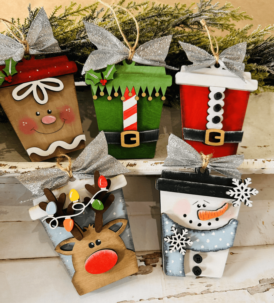 Latte Christmas Ornament Set of 5 pack