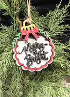 Merry & Bright Layered Wood Christmas Ornament SHINE-OR-011