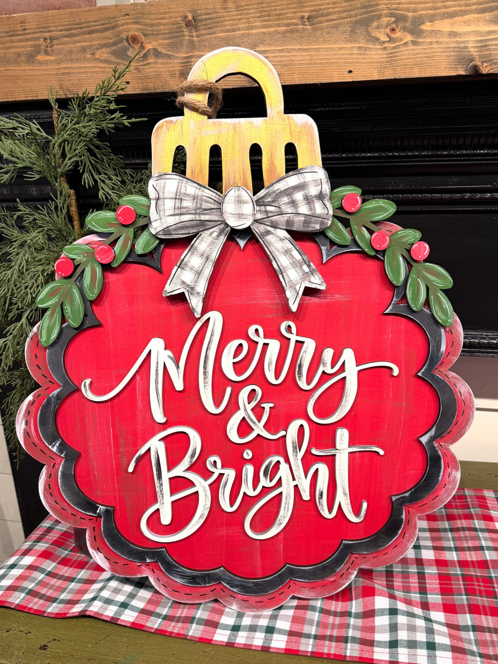 Merry & Bright Layered Wood Christmas Ornament SHINE-OR-011
