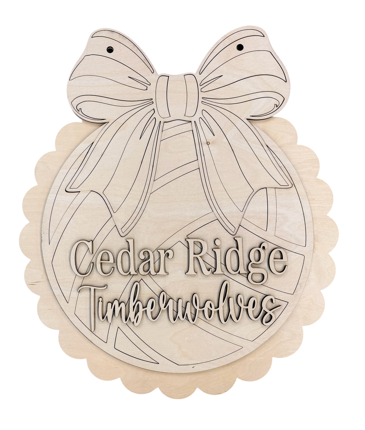 Personalized Volleyball Bow Door Hanger SHINE-DH-003
