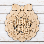 Holly Jolly Wreath Christmas Door Hanger SHINE-DH-005