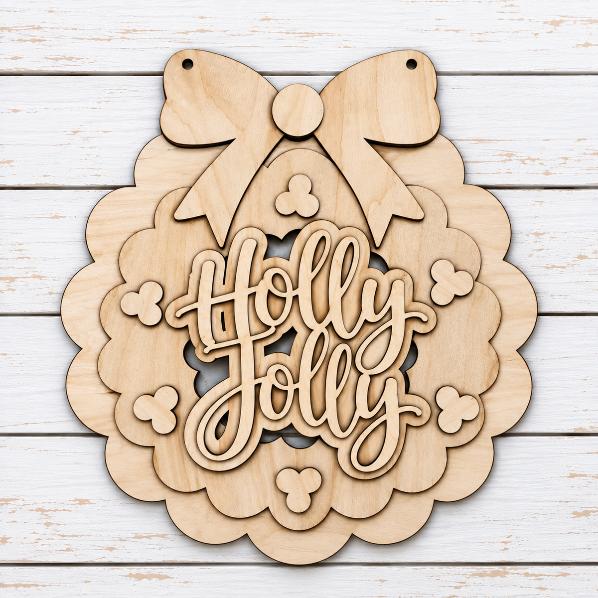 Holly Jolly Wreath Christmas Door Hanger SHINE-DH-005