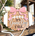 It's Game Day Y'all Football Bow Door Hanger SHINE-DH-010