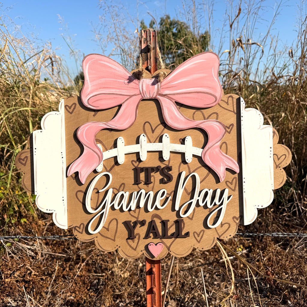 It's Game Day Y'all Football Bow Door Hanger SHINE-DH-010