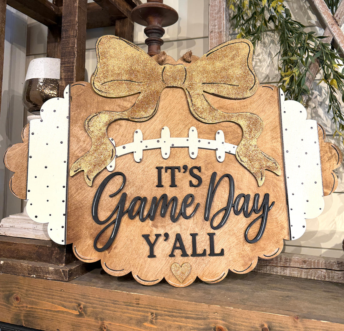 It's Game Day Y'all Football Bow Door Hanger SHINE-DH-010