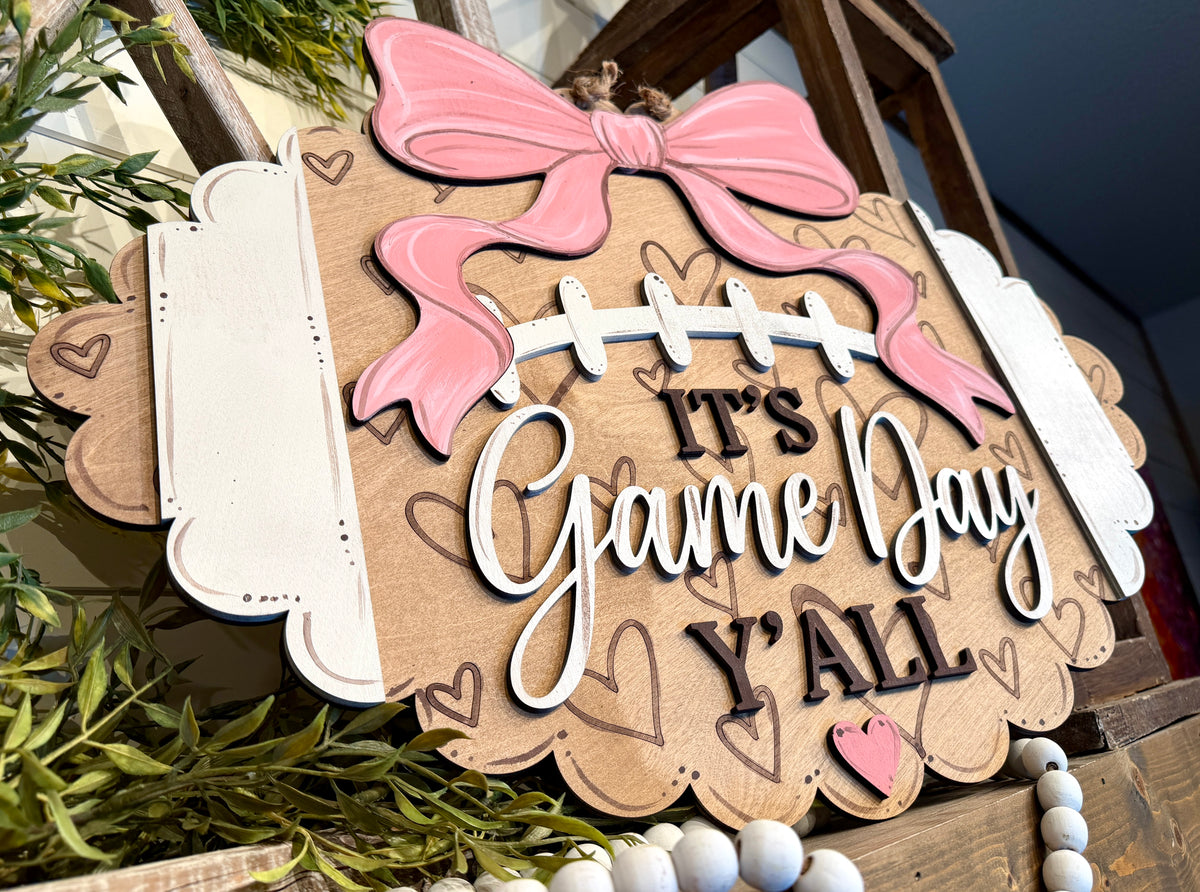 It's Game Day Y'all Football Bow Door Hanger SHINE-DH-010