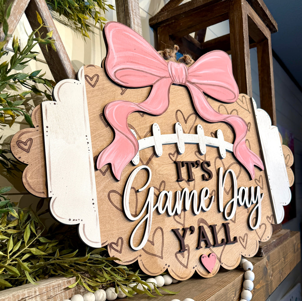 It's Game Day Y'all Football Bow Door Hanger SHINE-DH-010