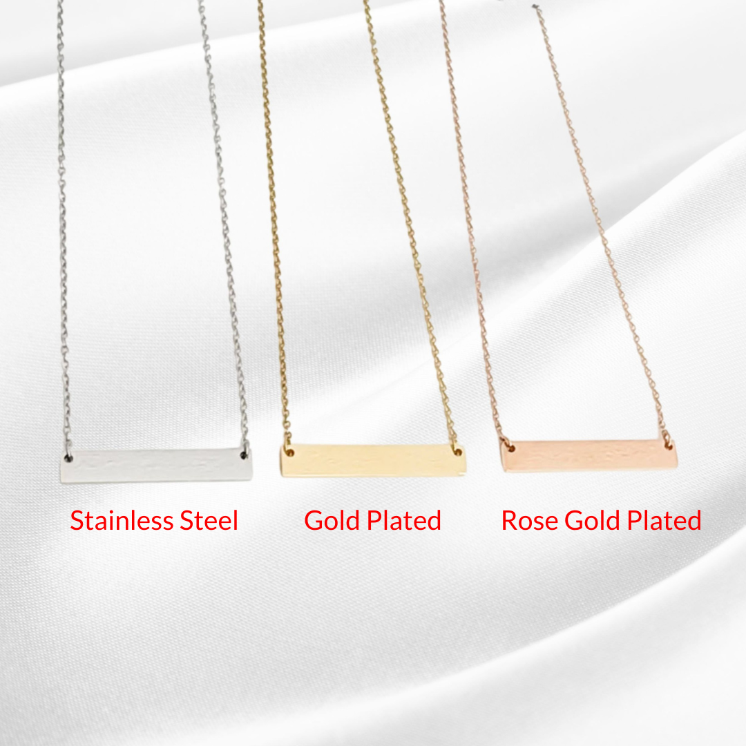 Stainless Steel Horizontal Bar Necklace 3 color choices