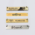 4 designs, stainless steel horizontal bar necklace, laser engraved