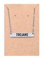 Troy University Bar Necklace Officially Licensed Stainless Steel Trojan Necklace