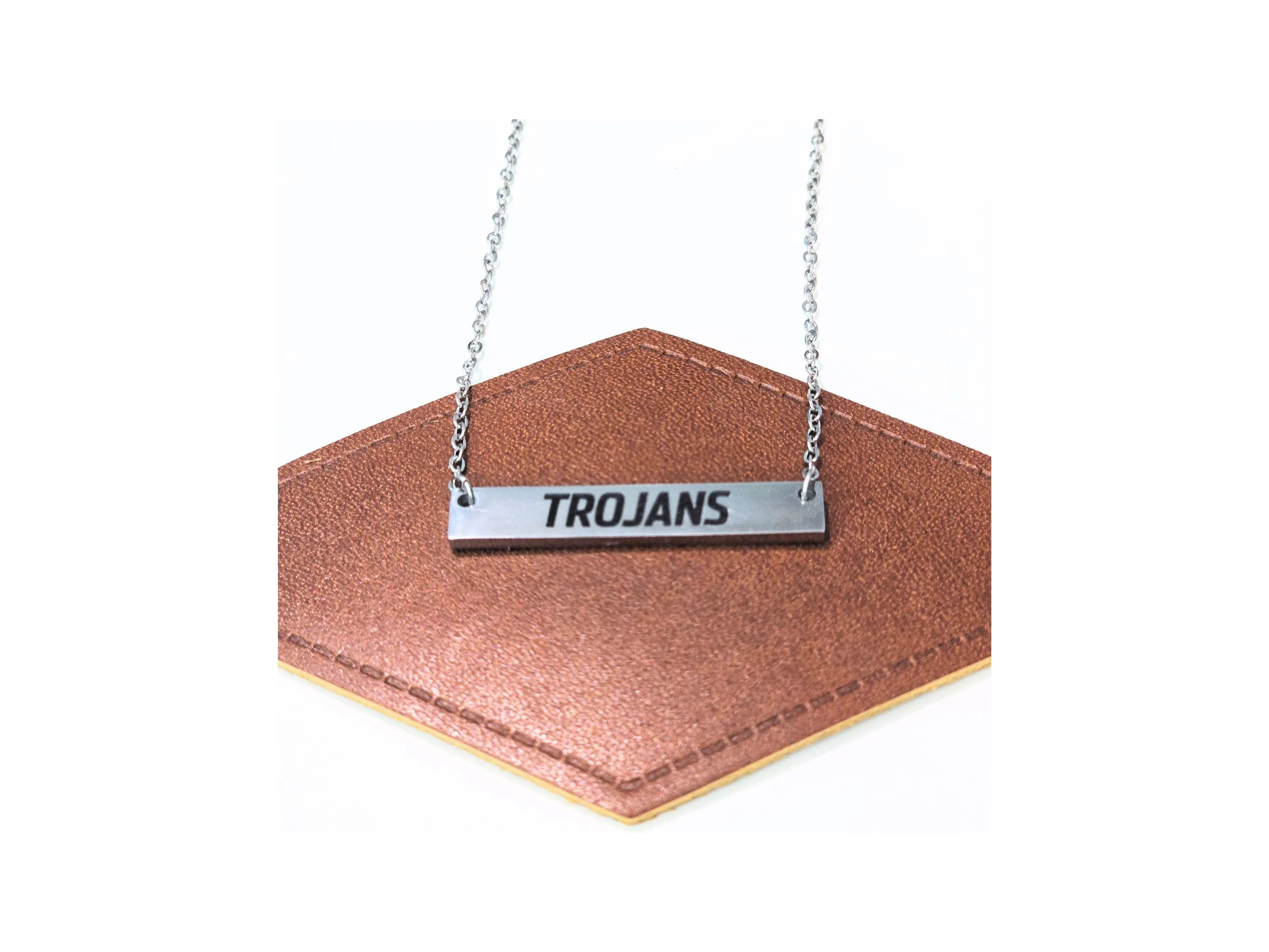 Troy University Bar Necklace Officially Licensed Stainless Steel Trojan Necklace