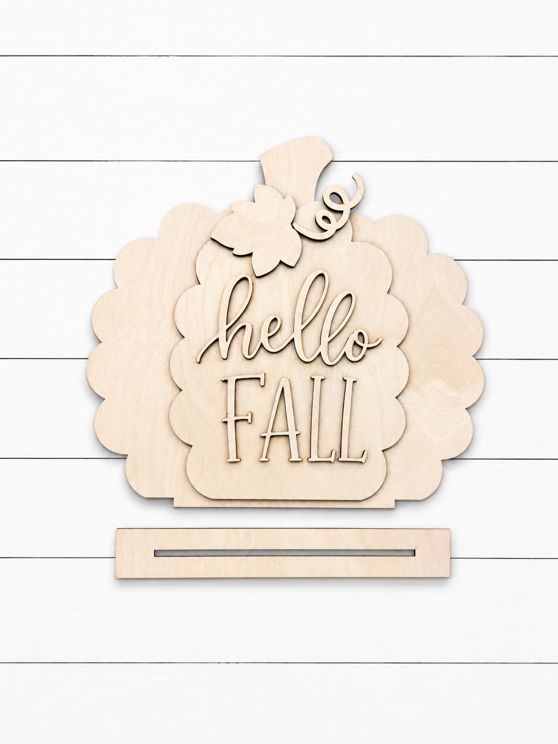 Hello Fall Scalloped Pumpkin Shelf Sitter SHINE-SS-001