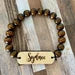 Personalized Engraved Wood Beaded Bracelet, Initial Monogrammed Gift, Custom Personalized Bracelet Gift,