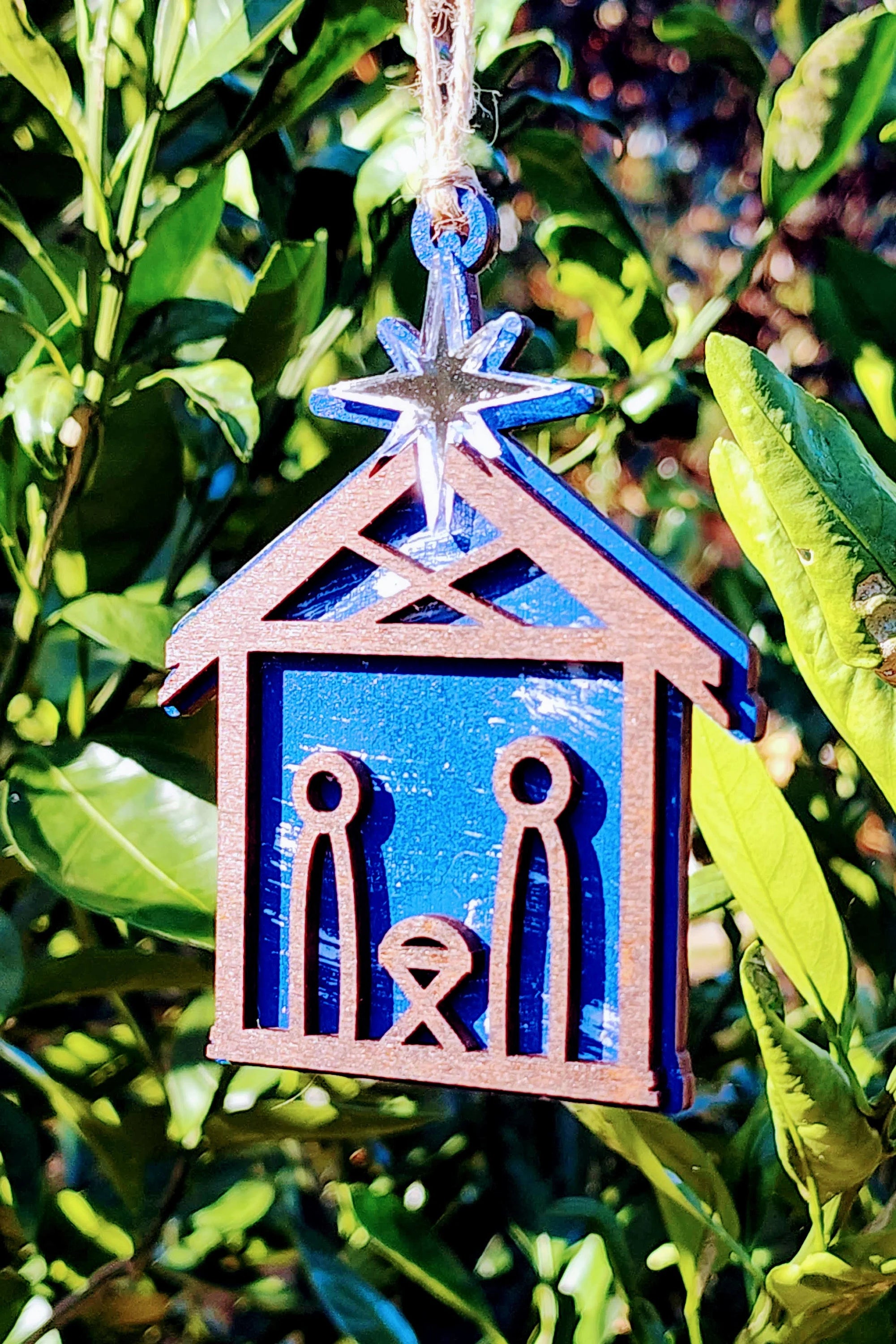 Rustic Nativity Christmas Ornament Keepsake, ornament swap gift