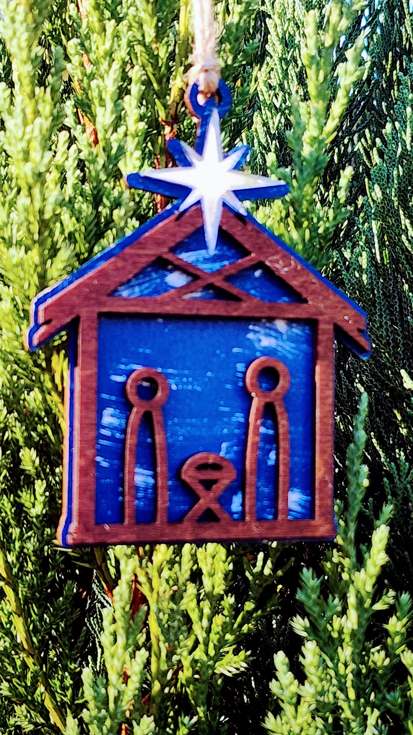 Rustic Nativity Christmas Ornament Keepsake, ornament swap gift
