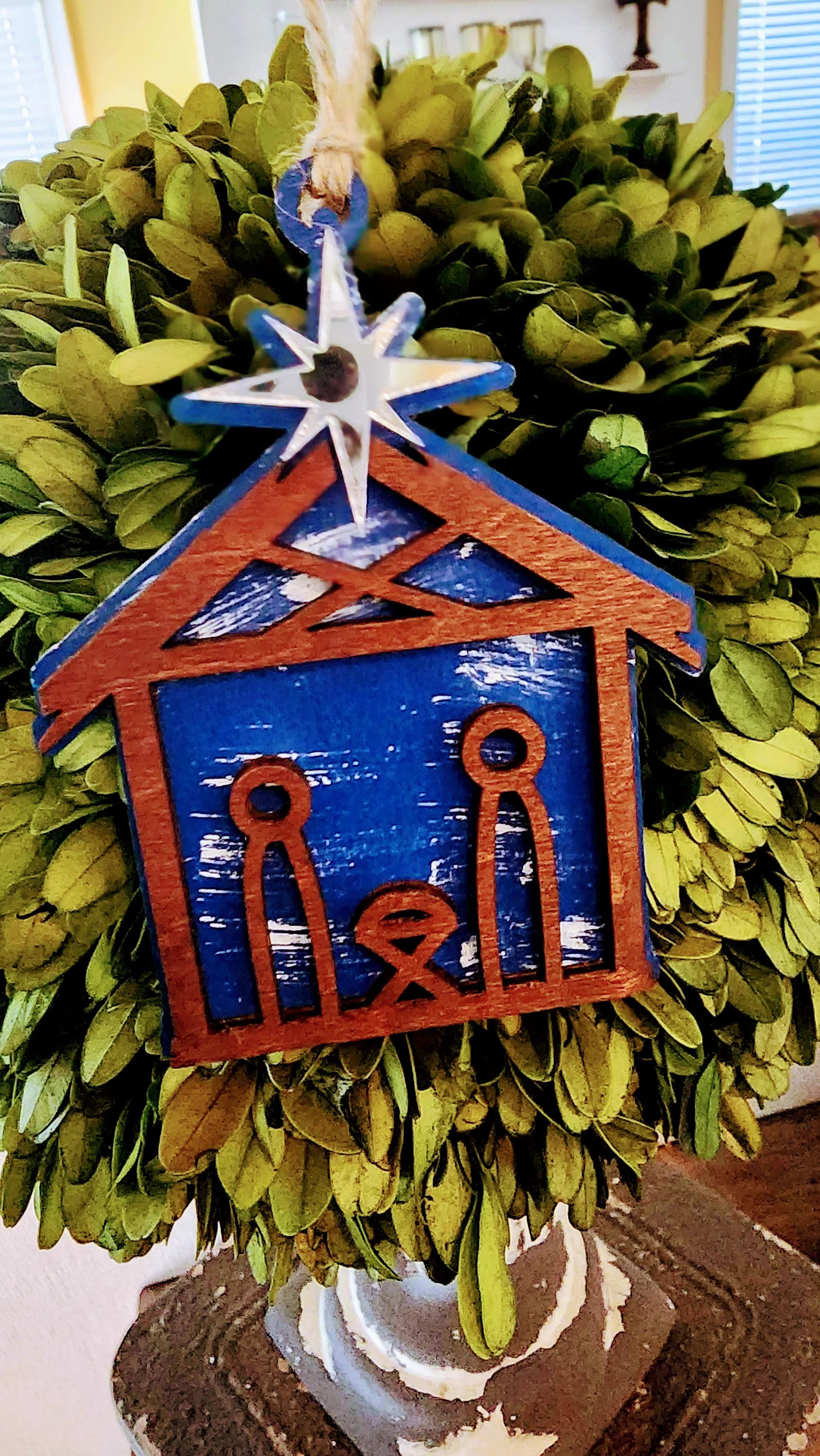 Rustic Nativity Christmas Ornament Keepsake, ornament swap gift