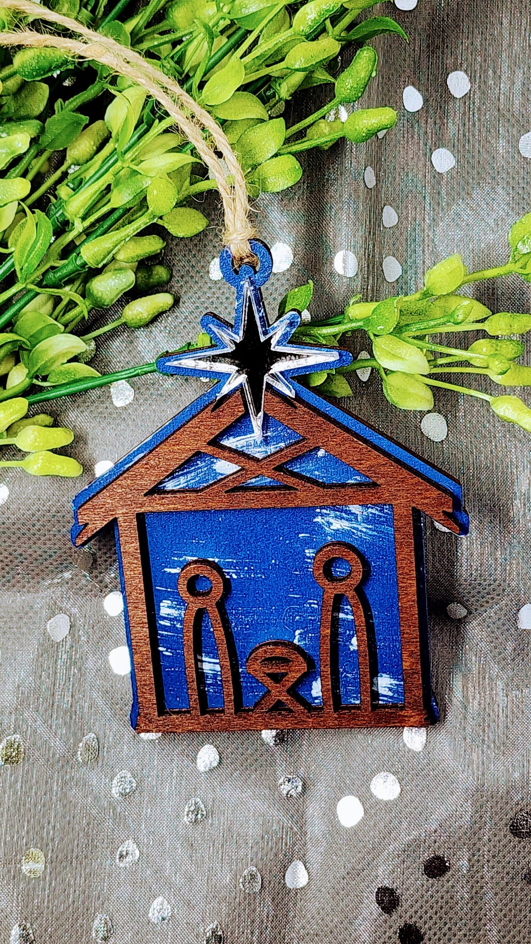 Rustic Nativity Christmas Ornament Keepsake, ornament swap gift