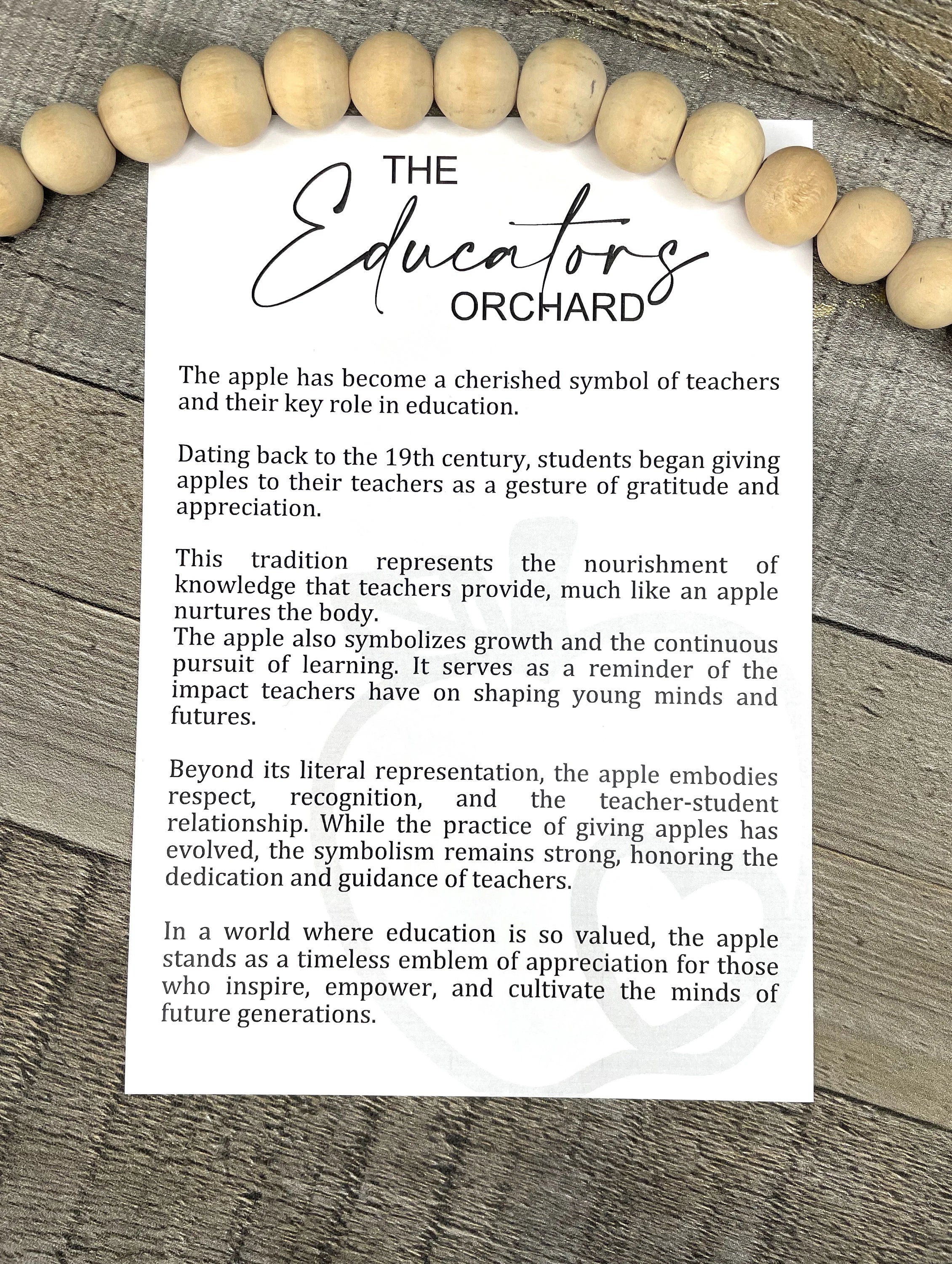 Back to School or Christmas teacher gift, apple ornament made of durable maple, teacher holiday gift, educator apple gift, Apple story card ornament