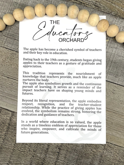 Back to School or Christmas teacher gift, apple ornament made of durable maple, teacher holiday gift, educator apple gift, Apple story card ornament
