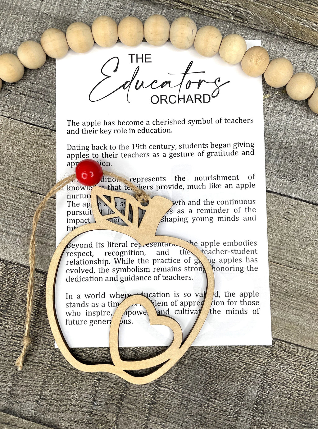 Back to School or Christmas teacher gift, apple ornament made of durable maple, teacher holiday gift, educator apple gift, Apple story card ornament