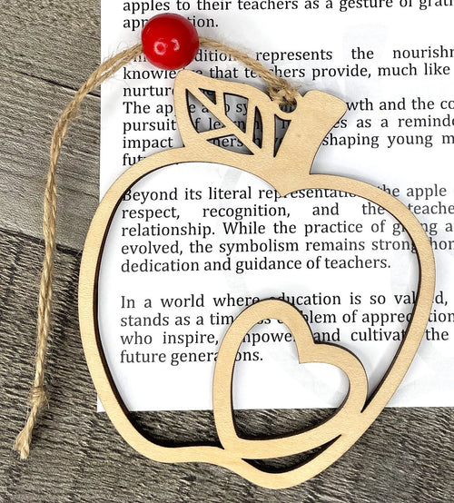 Back to School or Christmas teacher gift, apple ornament made of durable maple, teacher holiday gift, educator apple gift, Apple story card ornament